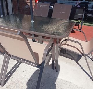 Mesa jardín 4 sillas metal