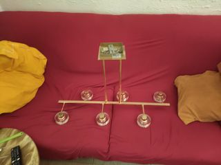 Lámpara techo dorada 6 luces