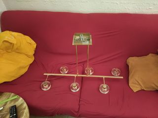 Lámpara techo dorada 6 luces