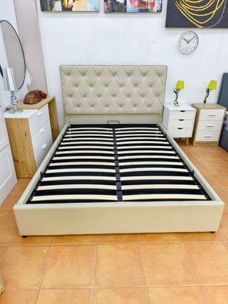 CAMA CANAPE MATRIMONIAL CON CABECERO BEIGE