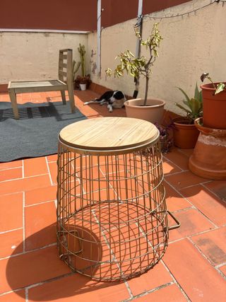 Cesta metálica dorada, tengo 2 iguales