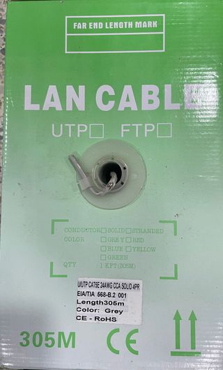 Bobina de cable UTP CAT5E UTP 305mt.