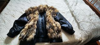 Abrigo piel Zorro negro-marrón