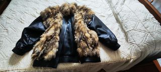 Abrigo piel Zorro negro-marrón