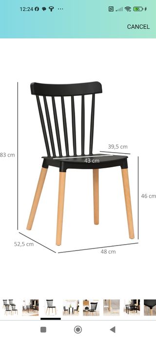 Set 4 sillas negras patas de madera nuevas