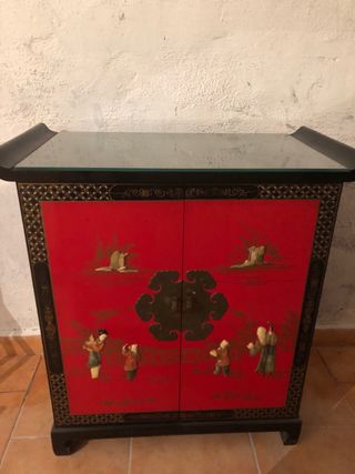 Cubertero chino lacado rojo