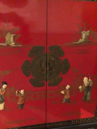 Cubertero chino lacado rojo