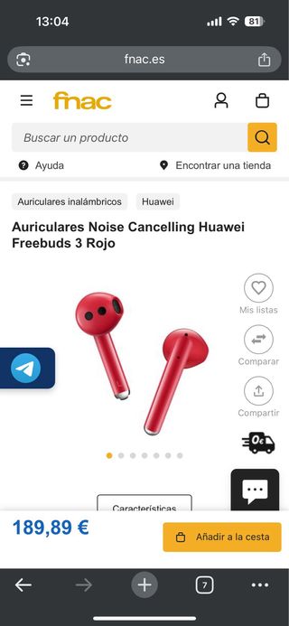 Auriculares Huawei Freebuds 3 rojos