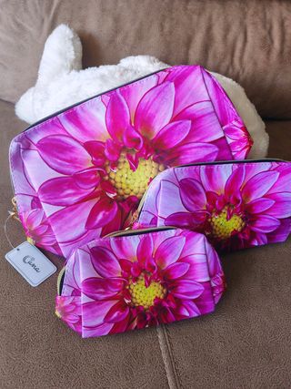3 Monederos Cuna - Flores Rosa