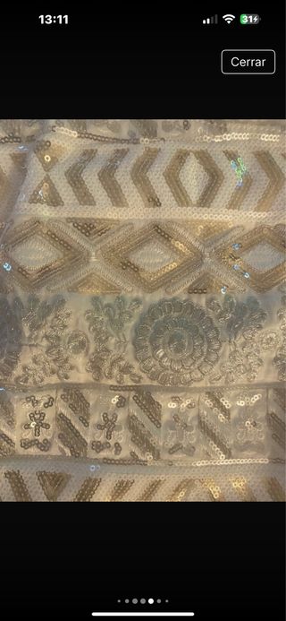 Falda Desigual blanca y dorada