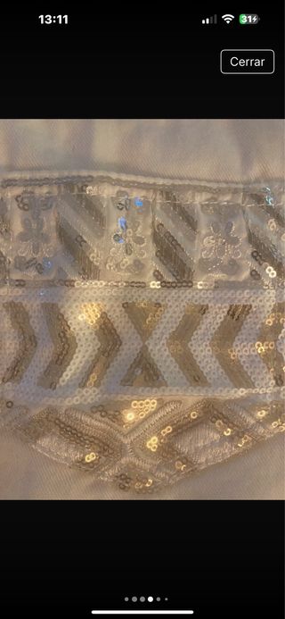 Falda Desigual blanca y dorada