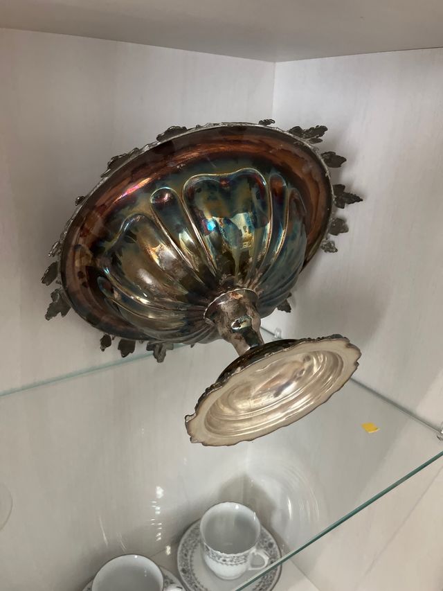 Centro mesa plateado metal - frutero