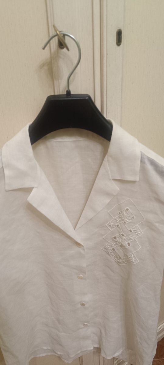Camicia lino bianco ricamata
