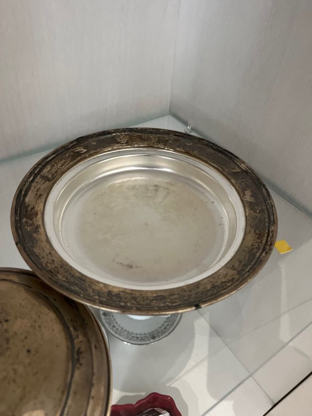 Bandeja Alpaca c/cazuela barro. angulas/gambas