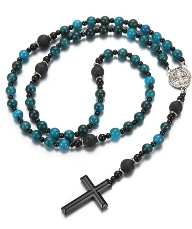 Collar de cuentas turquesa y obsidiana