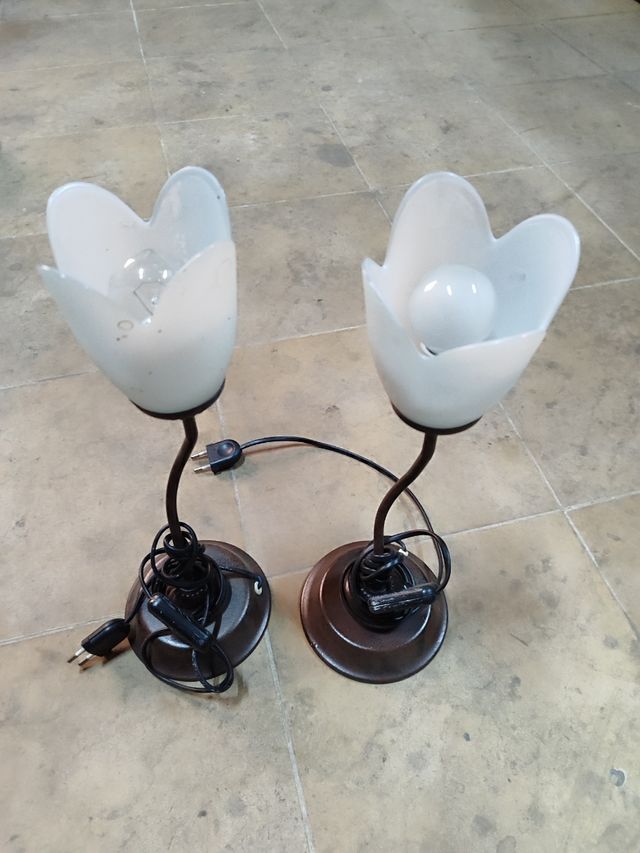 2 Lámparas Tulipán - Metal y Cristal