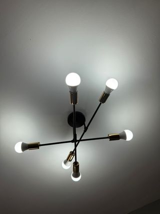 Lampara techo 6 luces - Negra y dorada