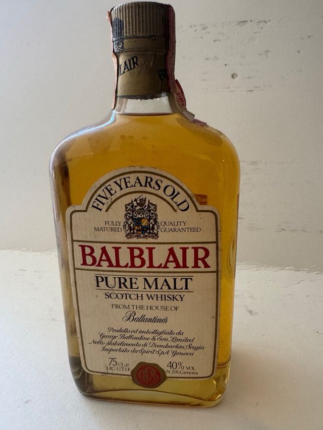 Bottiglia Balblair 5 yo vintage anni 80