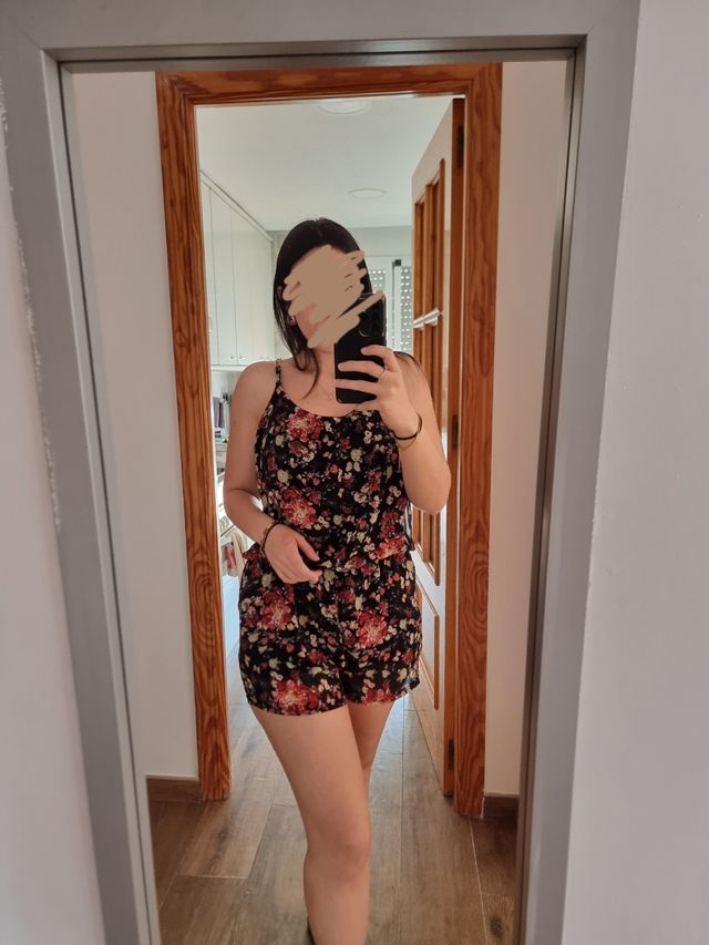 Mono corto flores - Negro, multicolor