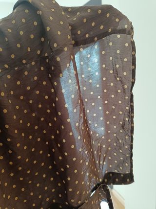 Blusa seda lunares marrón-dorado