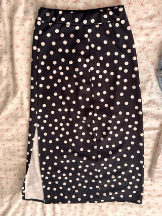 Falda midi lunares - Blanco y negro