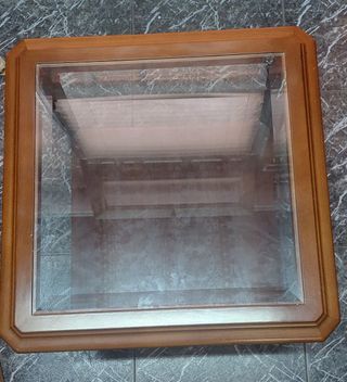 Mesa centro madera cristal