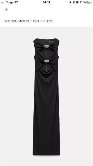 Vestido midi brillo negro