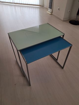 2 Mesas de centro - cristal, metal