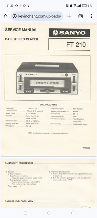 Auto Cassette Sanyo FT-210N vintage