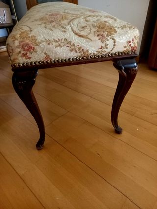 Banqueta Tipo Luis XV Antigua-Tela terciopelo