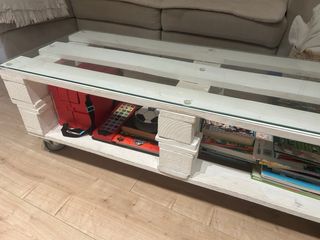 Mesa centro madera blanca - ruedas