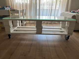 Mesa centro madera blanca - ruedas