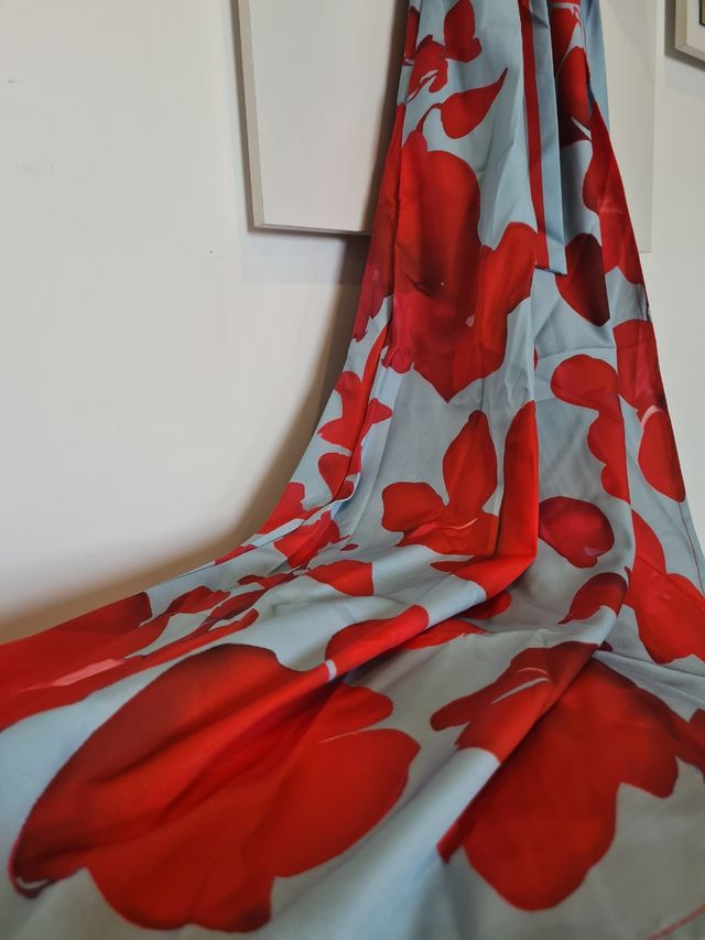 Vestito lungo floreale - Rosso e Azzurro