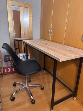 Escritorio con silla - Madera maciza y metal
