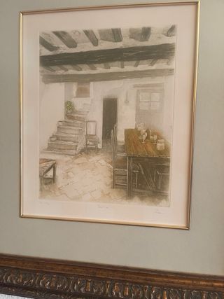 cuadro con lámina enmarcada con cristal