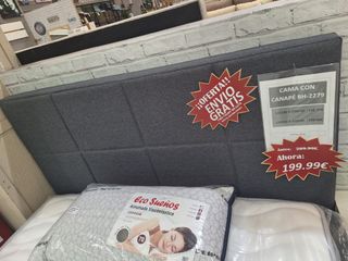 Cama canapé 135cm gris - Envío gratis