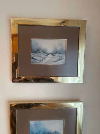 Cuadros paisajes invierno - Marcos dorados