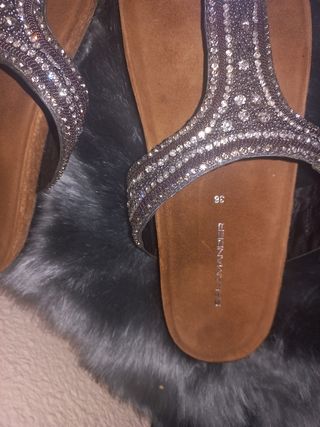 Sandalias mujer piel pedreria