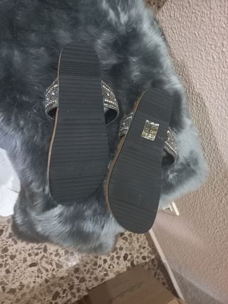 Sandalias mujer piel pedreria