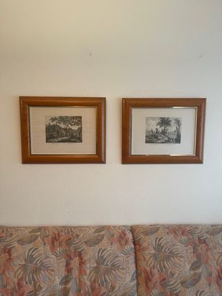 2 Cuadros con marco de raiz de gran calidad