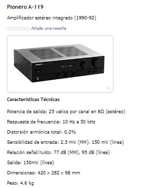 Amplificador Pioneer A-119 Stereo