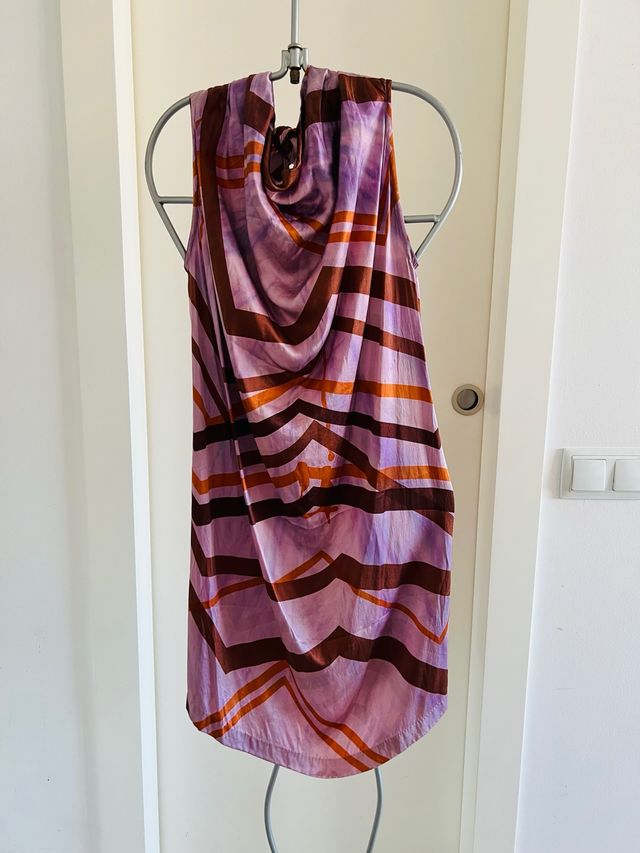 Vestido seda marrón-morado