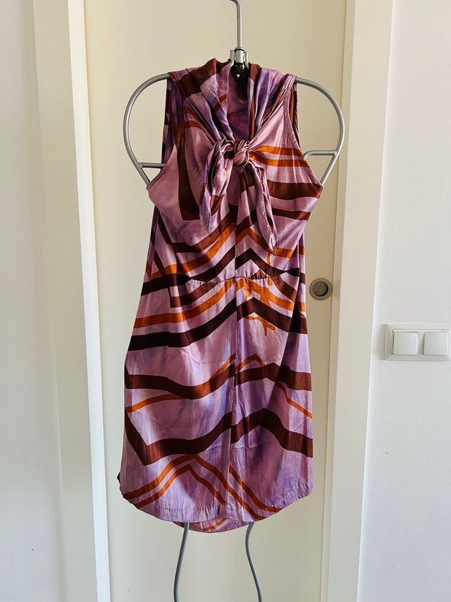 Vestido seda marrón-morado