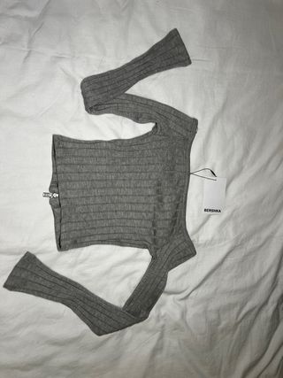 Top Bershka gris - cremallera - NUEVO