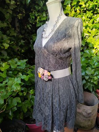 Vestido encaje gris - Talla M