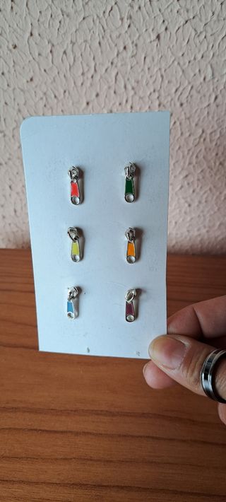 Pendientes forma cremallera multicolor