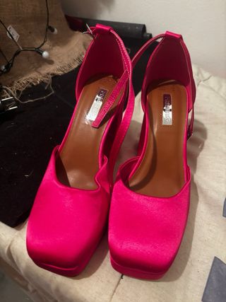 Zapatos tacón rosa  y rojo talla 39