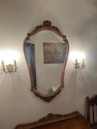 Mesa consola vintage madera. con espejo 