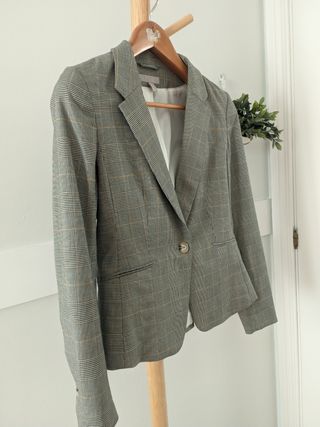 Americana H&M cuadros beige-gris M