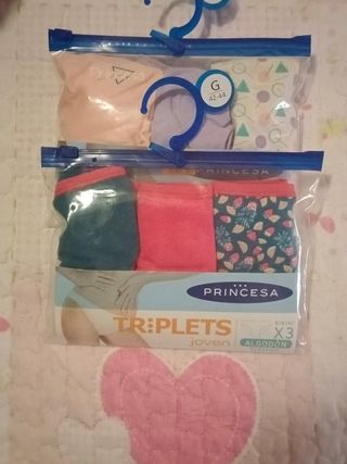 Tríplets Princesa . 6 braguitas estilo bikini.